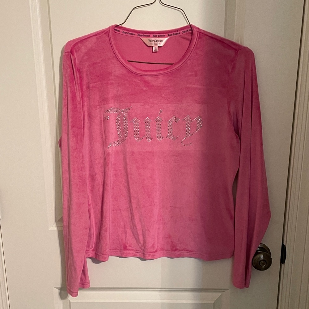 Juicy Couture Fuchsia Long Sleeve Tee with Rhinestones